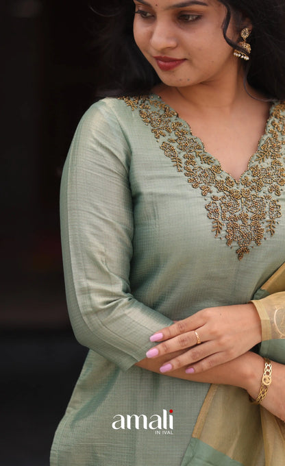 Light green Tissue Blend Salwar Set - salwar