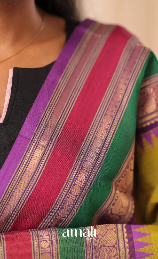 Light Henna Green With Multicolours Chettinad Cotton Dupatta salwar
