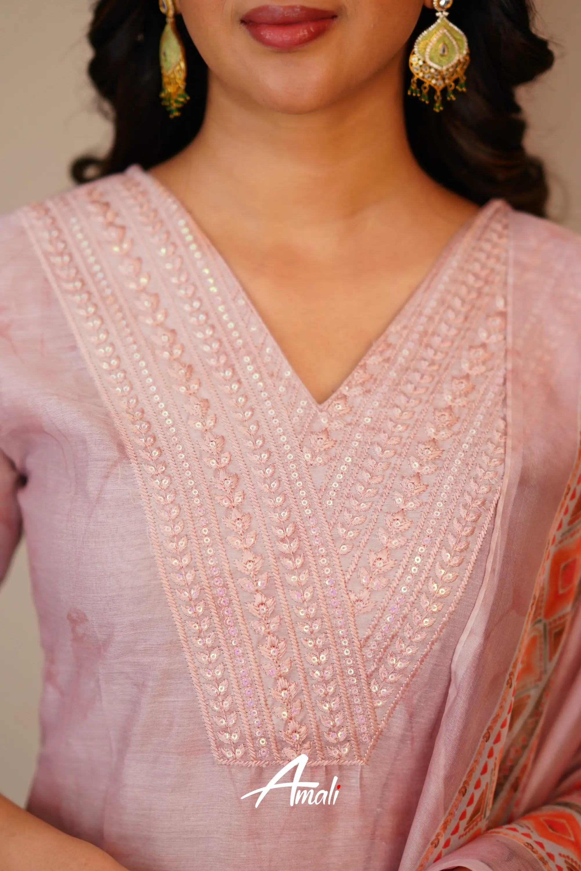 Light Mauve Linen Cotton Salwar Anarkalis