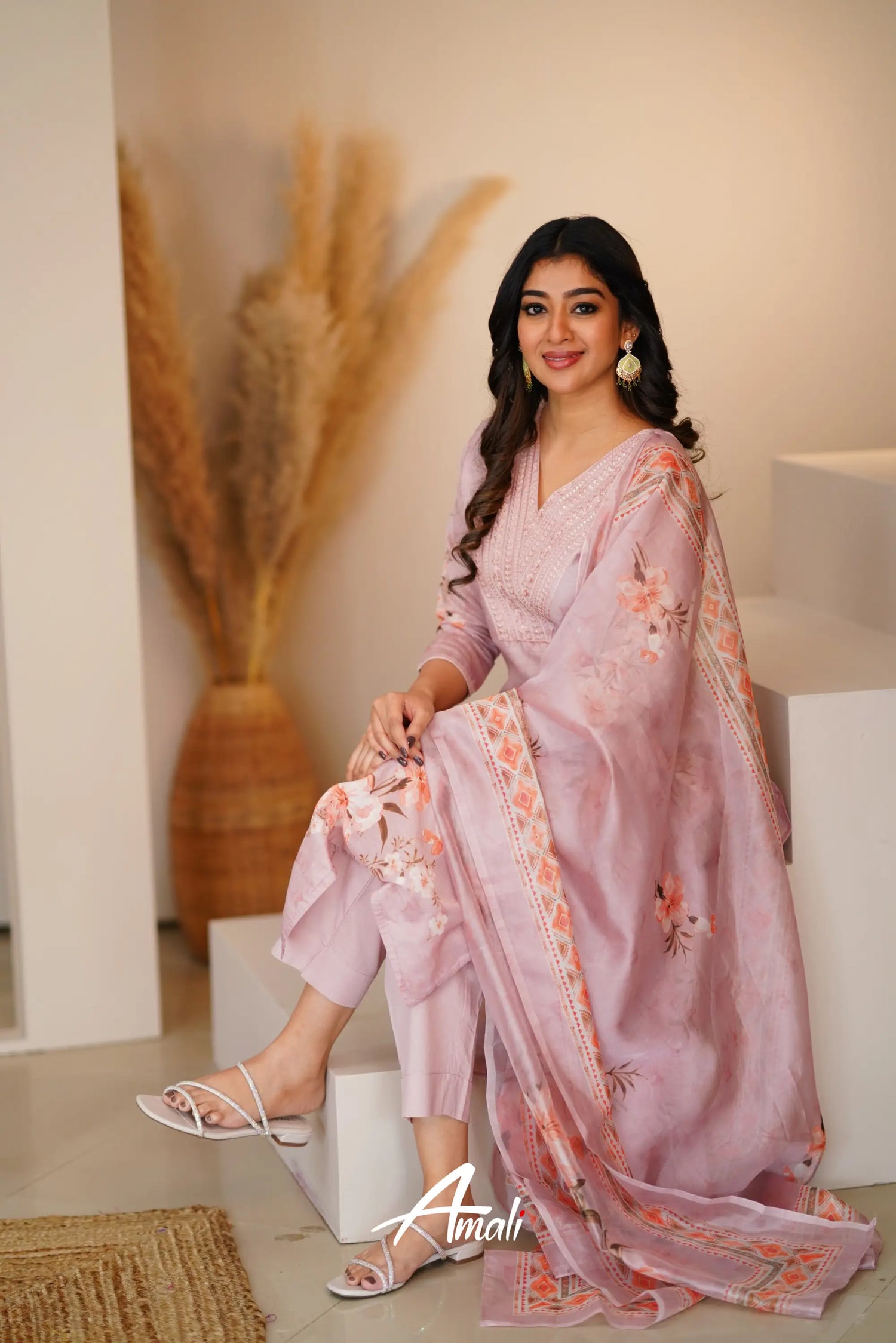 Light Mauve Linen Cotton Salwar Anarkalis