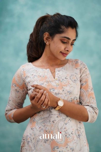 Light Peach Semi Linen Co-ord Set Co-ord sets