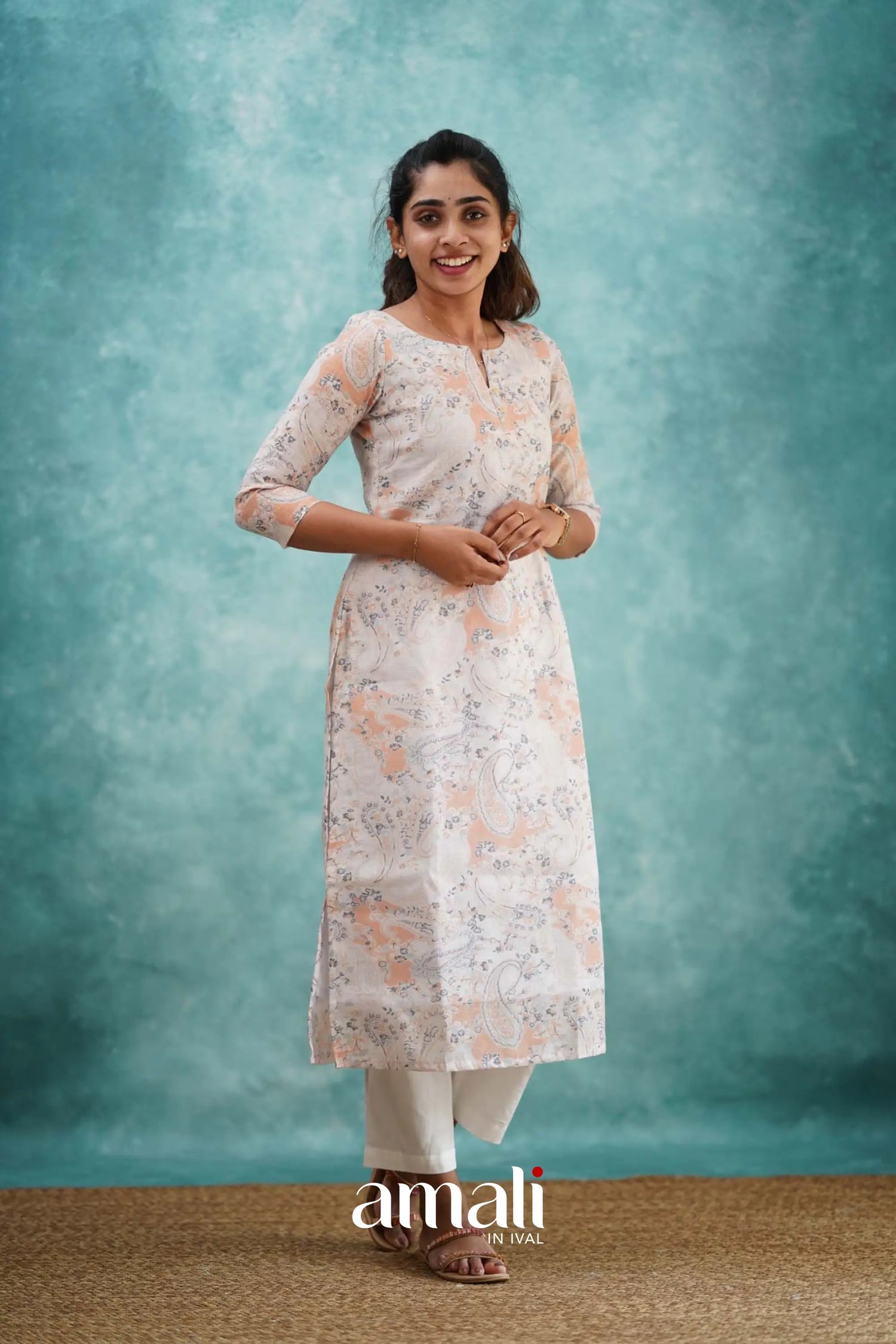 Light Peach Semi Linen Co-ord Set Co-ord sets