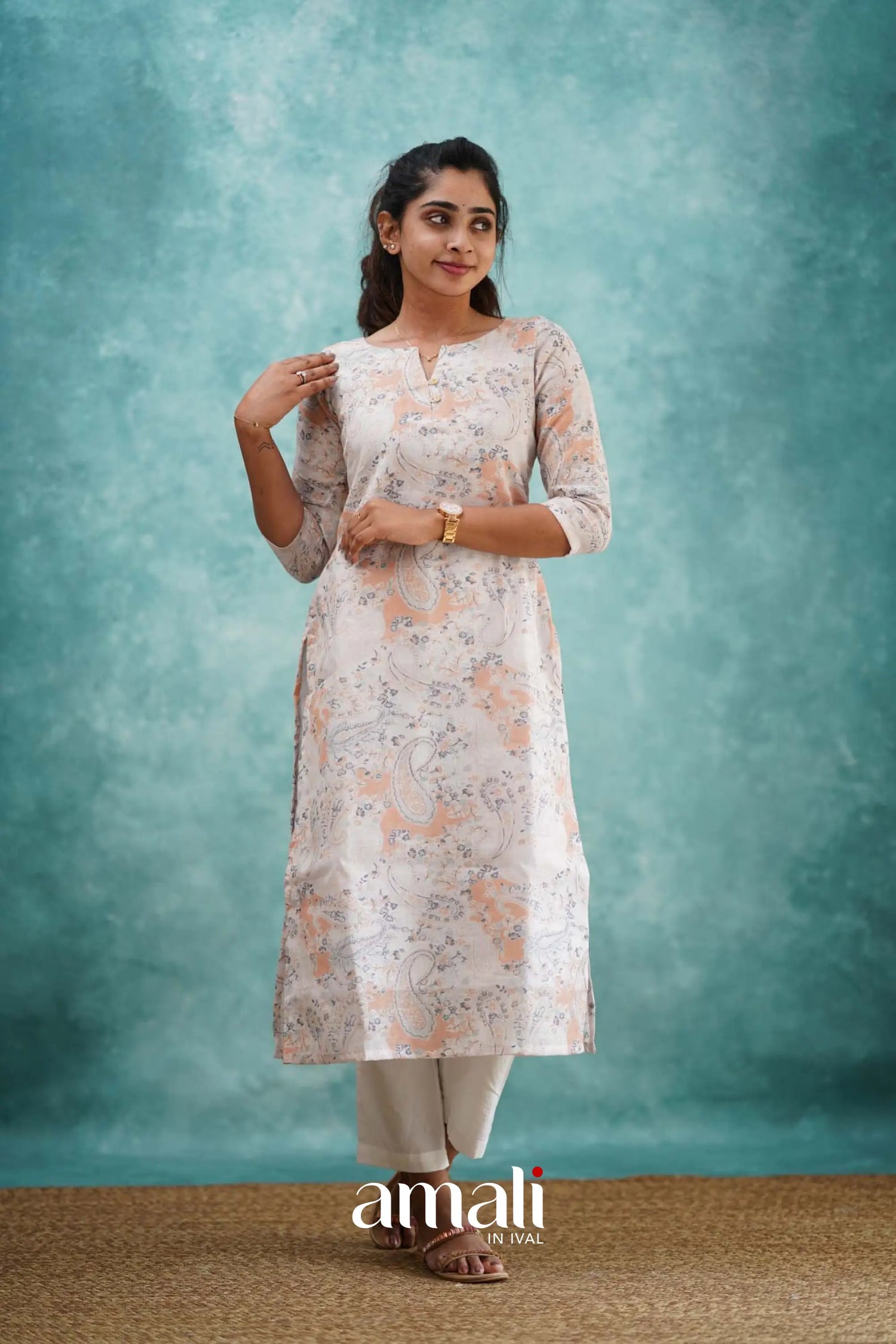 Light Peach Semi Linen Co-ord Set Co-ord sets