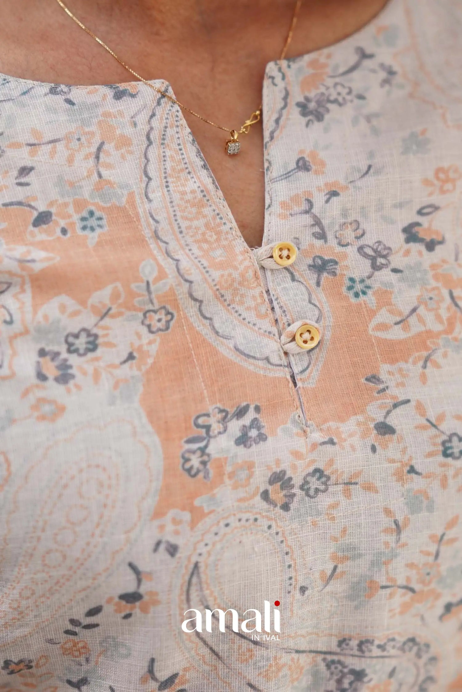 Light Peach Semi Linen Co-ord Set Co-ord sets