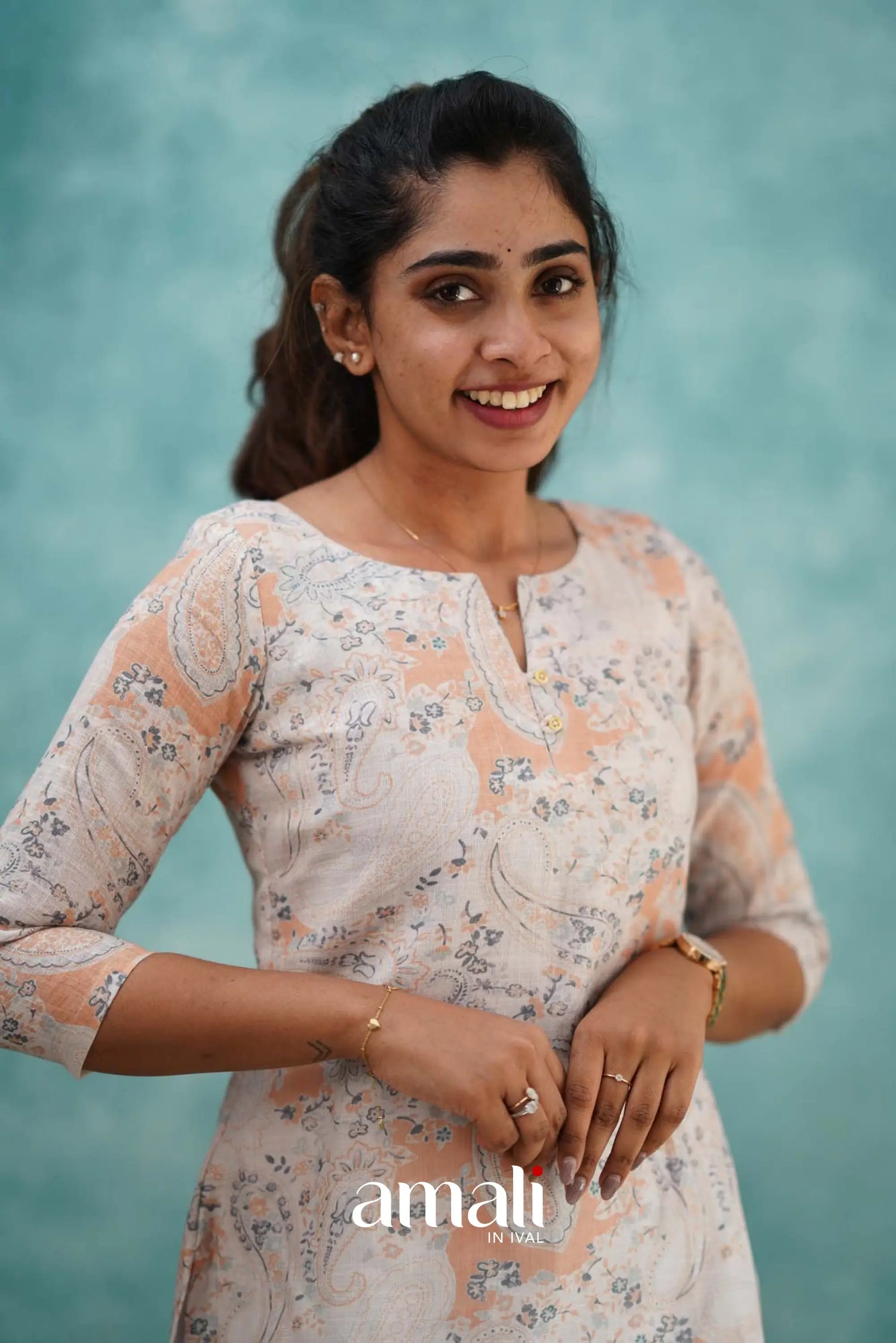 Light Peach Semi Linen Co-ord Set Co-ord sets