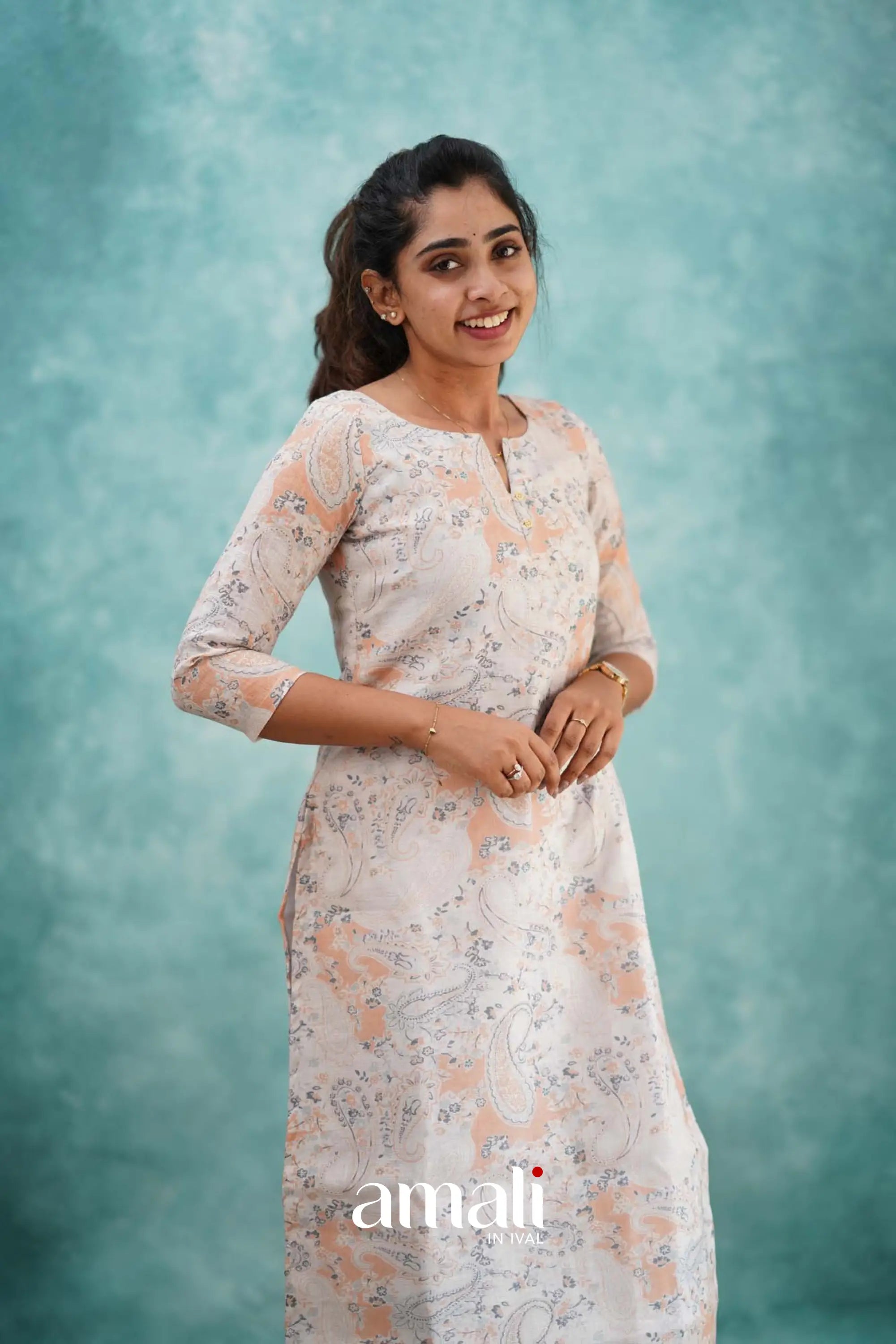 Light Peach Semi Linen Co-ord Set Co-ord sets