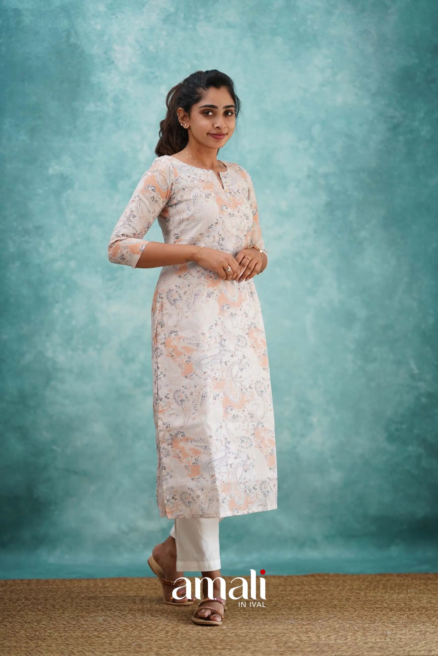 Light Peach Semi Linen Co-ord Set Co-ord sets