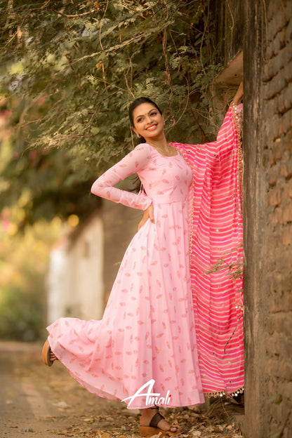 Light Pink Georgette Anarkali Anarkalis