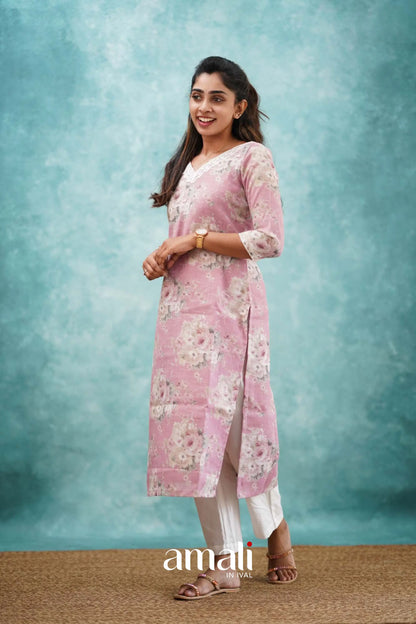 Light Pink Semi Linen Co-ord Set Co-ord sets