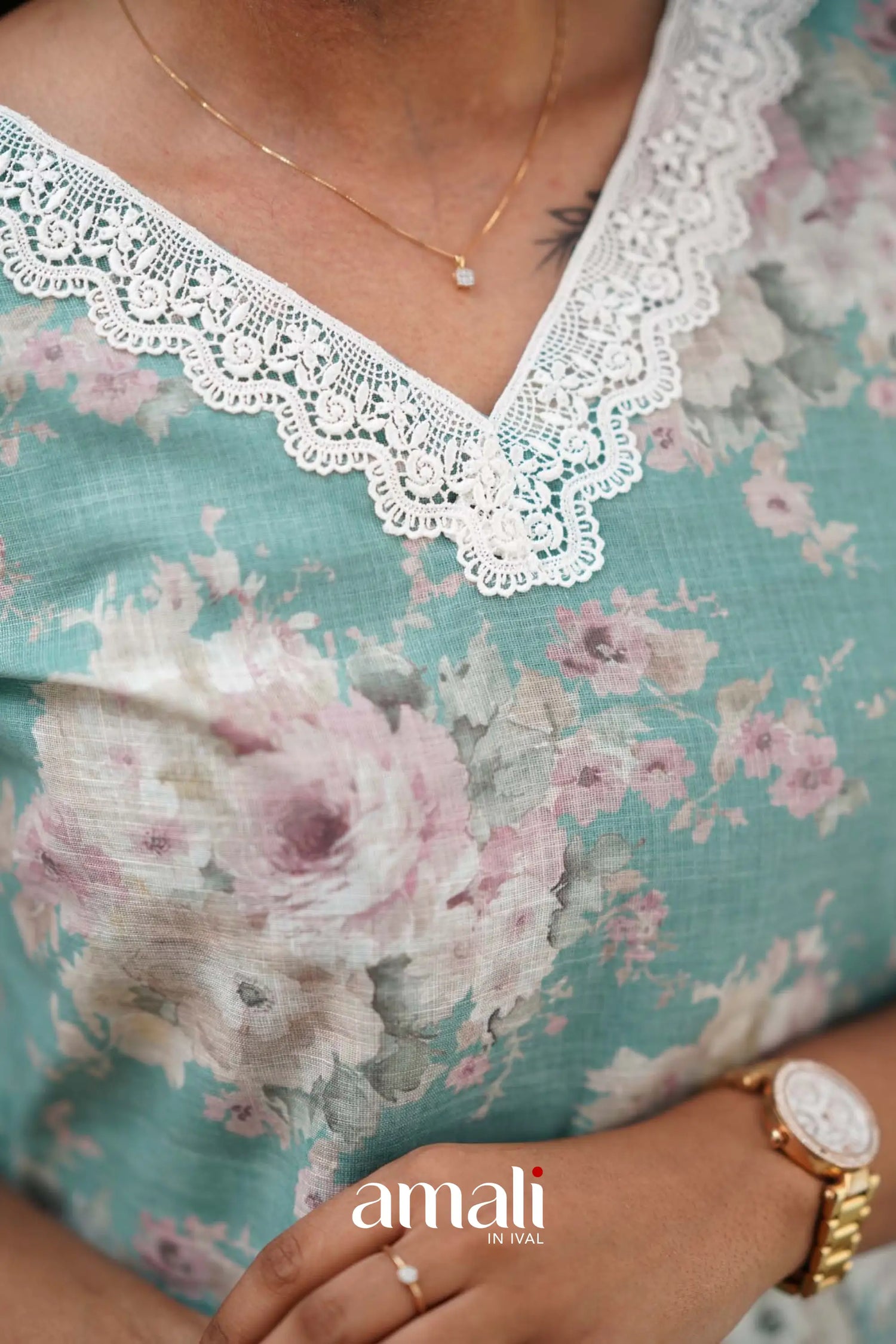 Light Teal Semi Linen Co-ord Set Co-ord sets