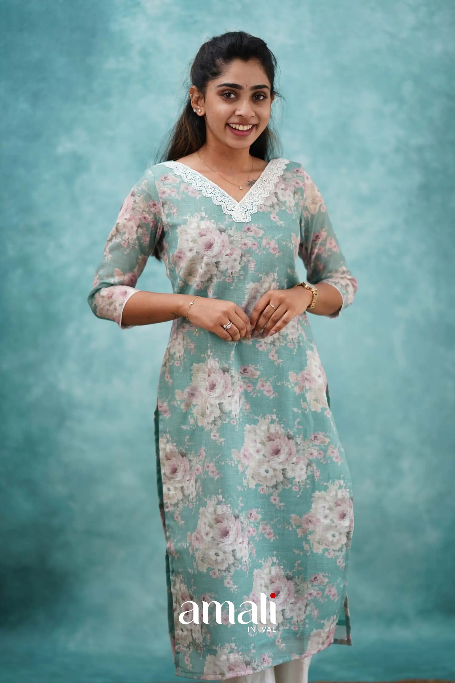 Light Teal Semi Linen Co-ord Set Co-ord sets