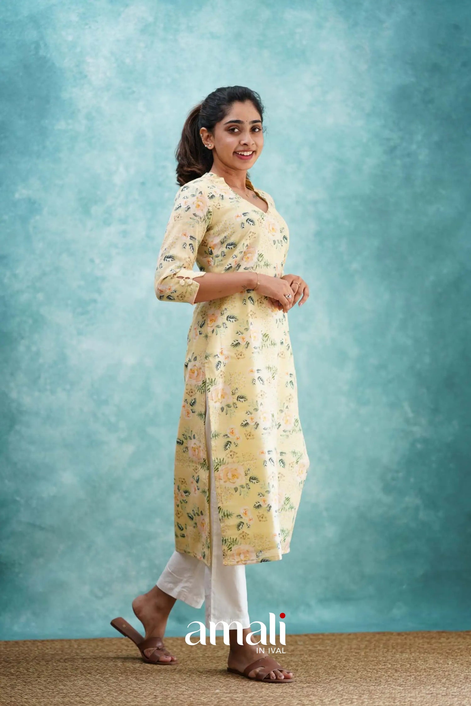 Light Yellow Semi Linen Co-ord Set Co-ord sets