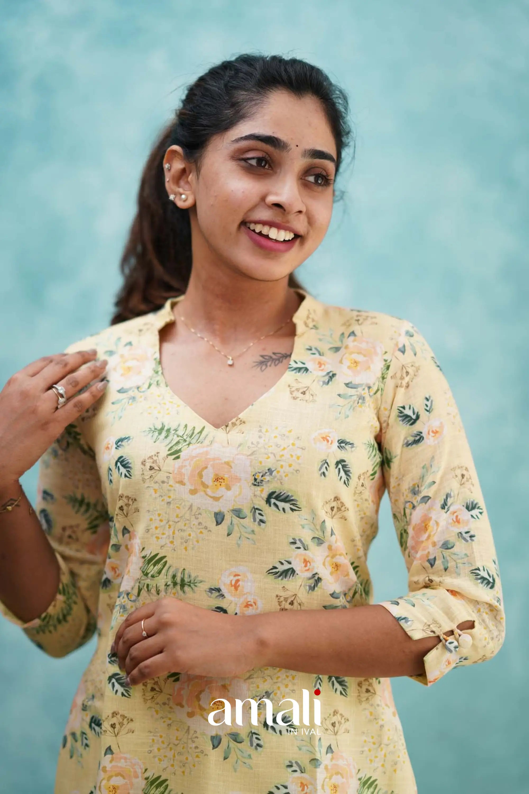 Light Yellow Semi Linen Co-ord Set Co-ord sets