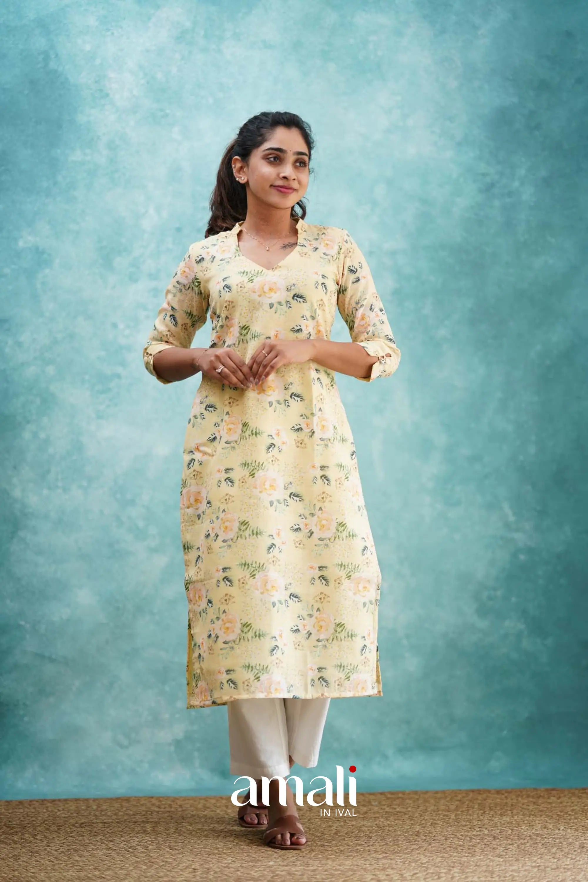 Light Yellow Semi Linen Co-ord Set Co-ord sets