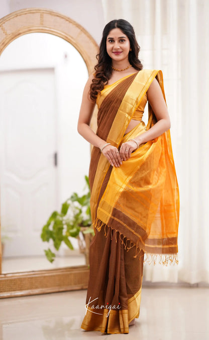 Maanvi - Brown Shade And Mustard Yellow Tone Sarees