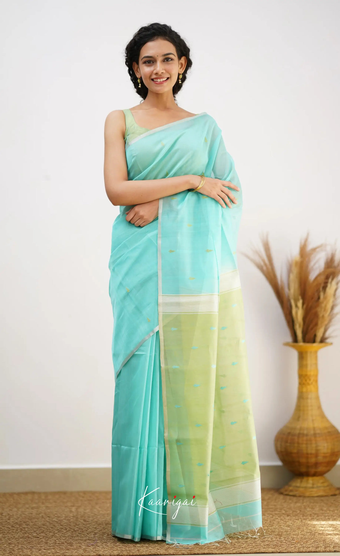 Light Blue Maheswari Silk Cotton Saree Sarees