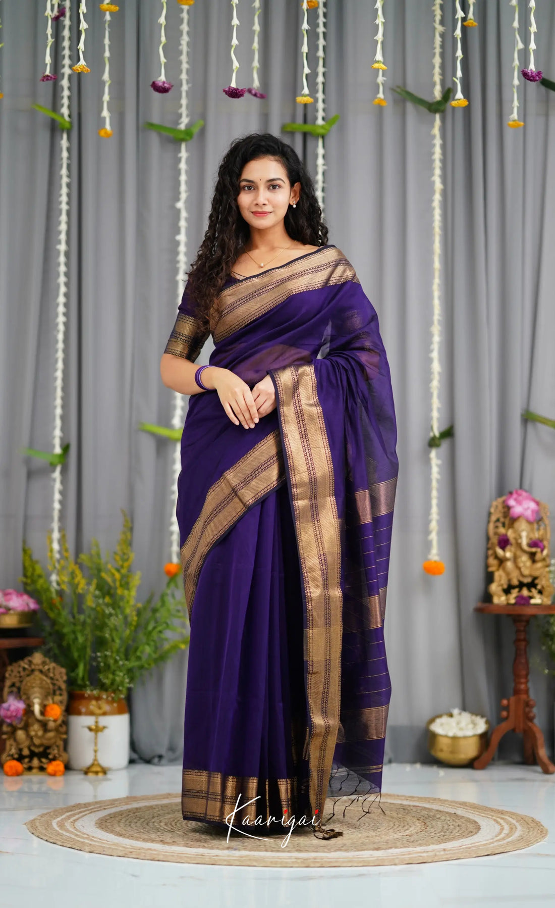 Maanvi Maheswari Silk Cotton Saree - Dark Purple Sarees