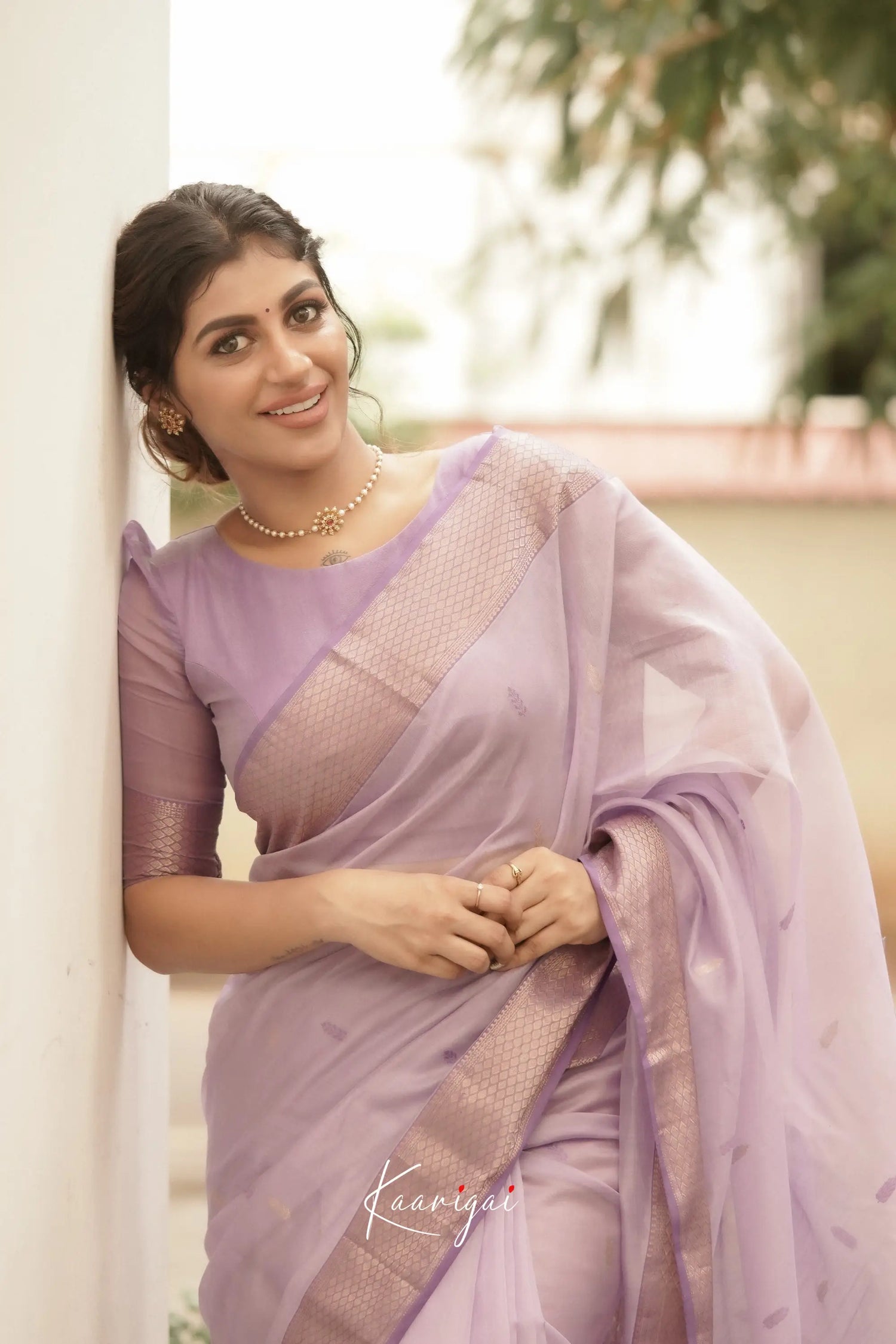 Maanvi Maheswari Silk Cotton Saree - Lavender Sarees