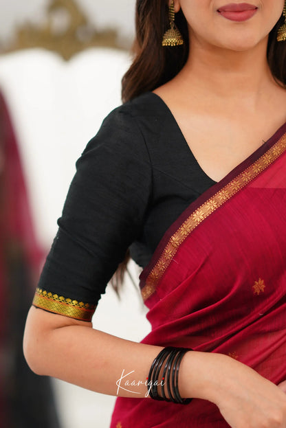 Maanvi Maheswari Silk Cotton Saree - Pink And Black Sarees