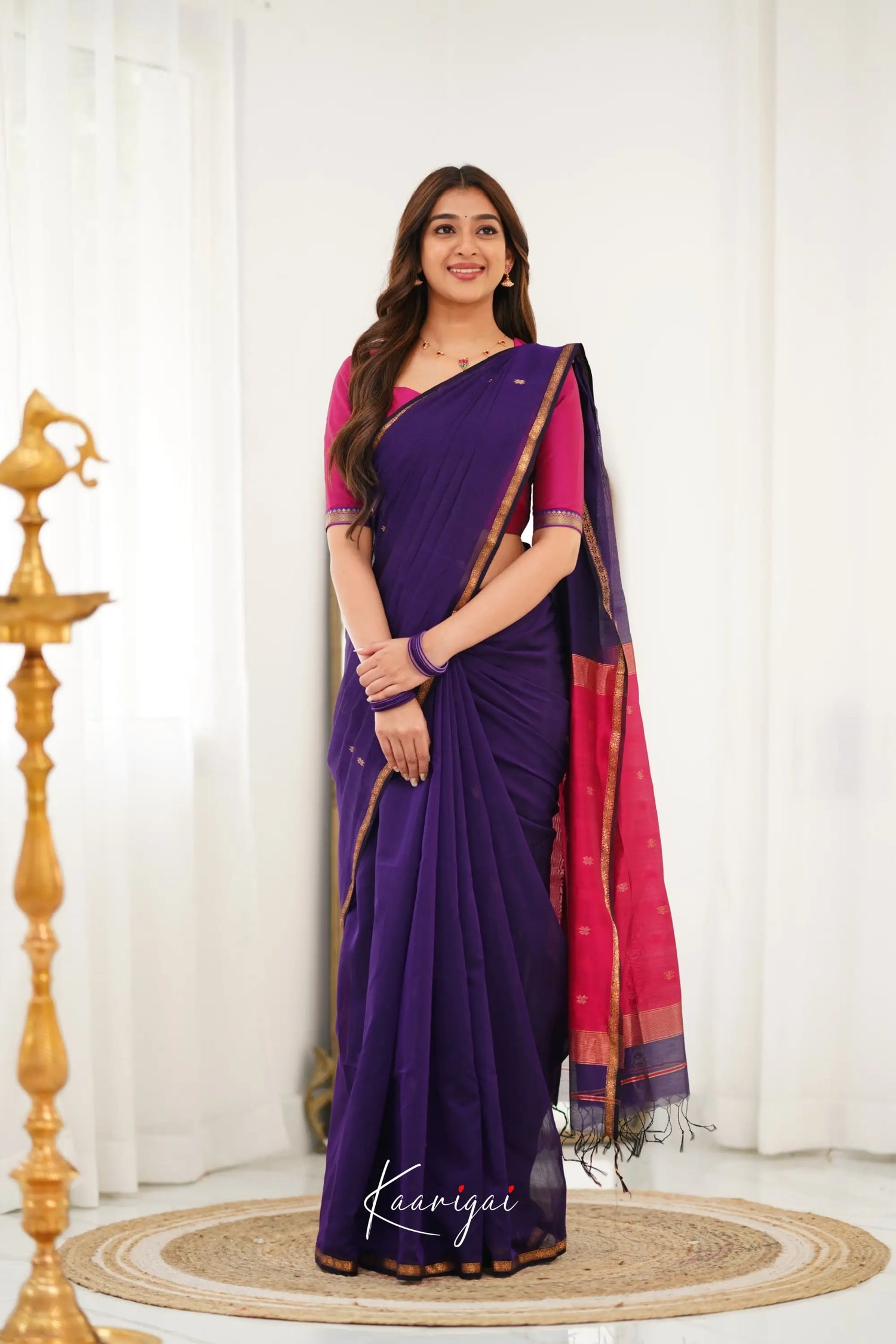 Maanvi Maheswari Silk Cotton Saree - Purple And Pink Sarees