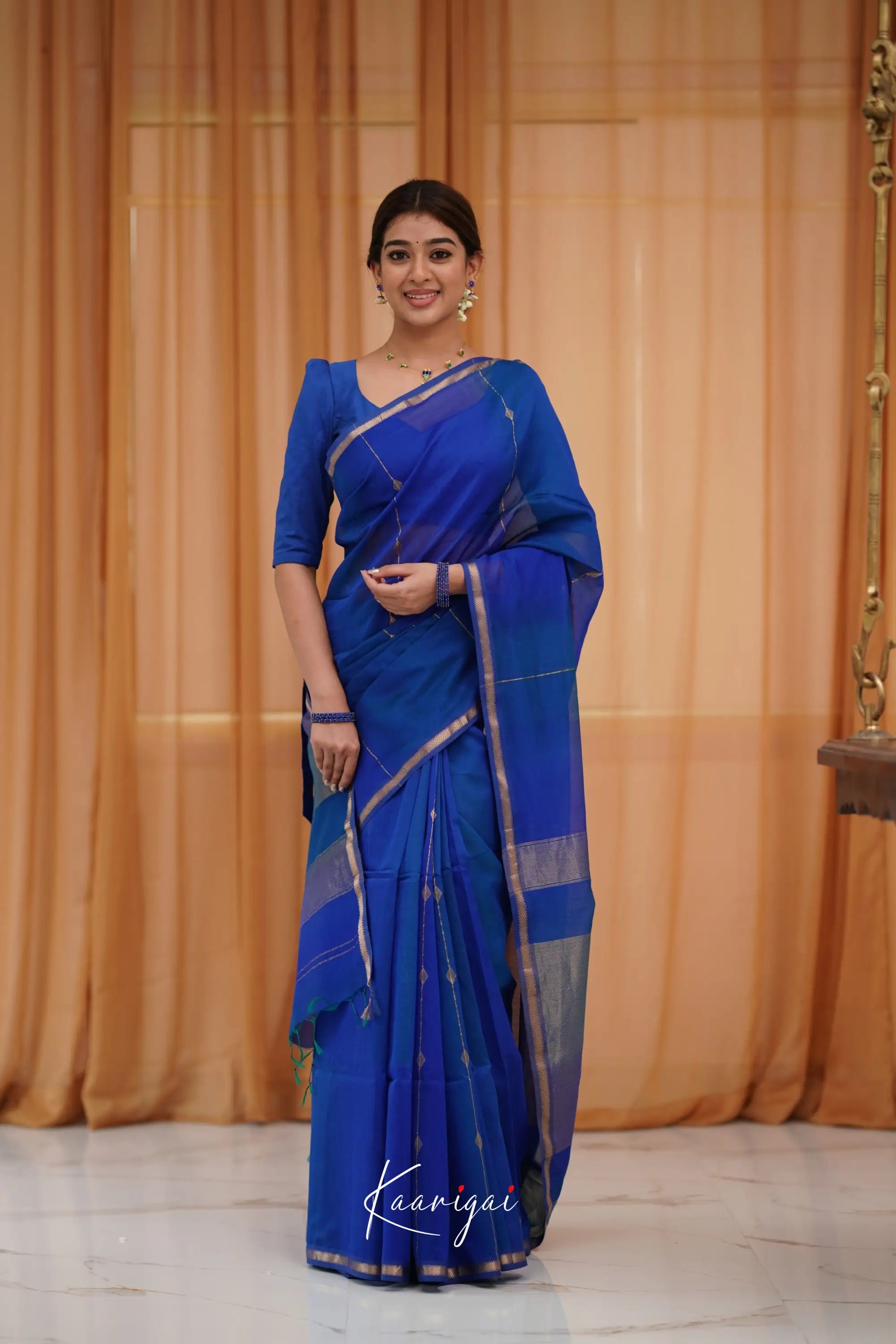 Maanvi Maheswari Silk Cotton Saree - Royal Blue Sarees