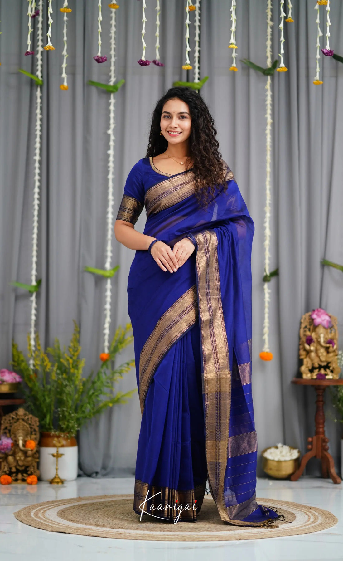 Maanvi Maheswari Silk Cotton Saree - Royal Blue Sarees