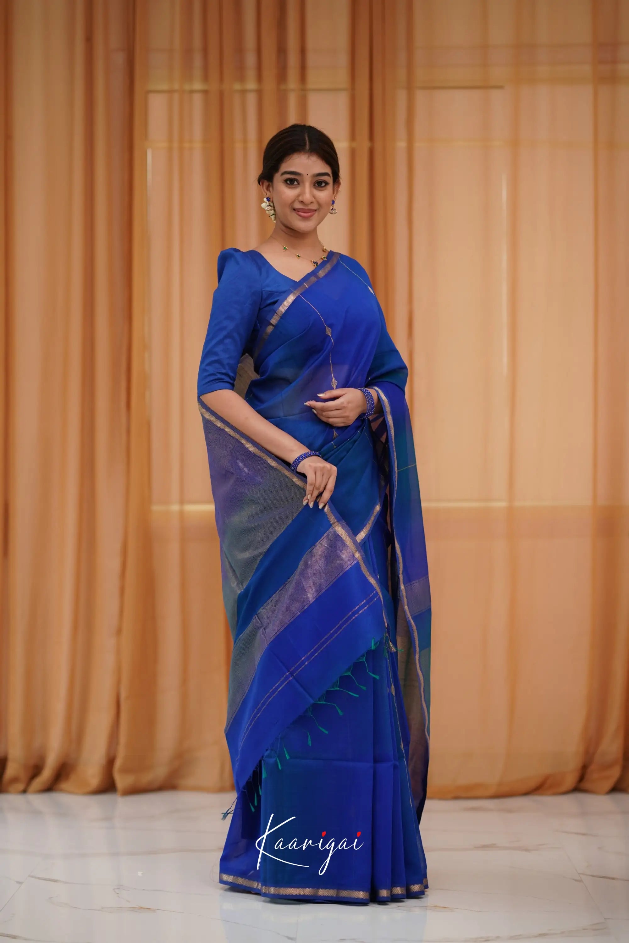 Maanvi Maheswari Silk Cotton Saree - Royal Blue Sarees