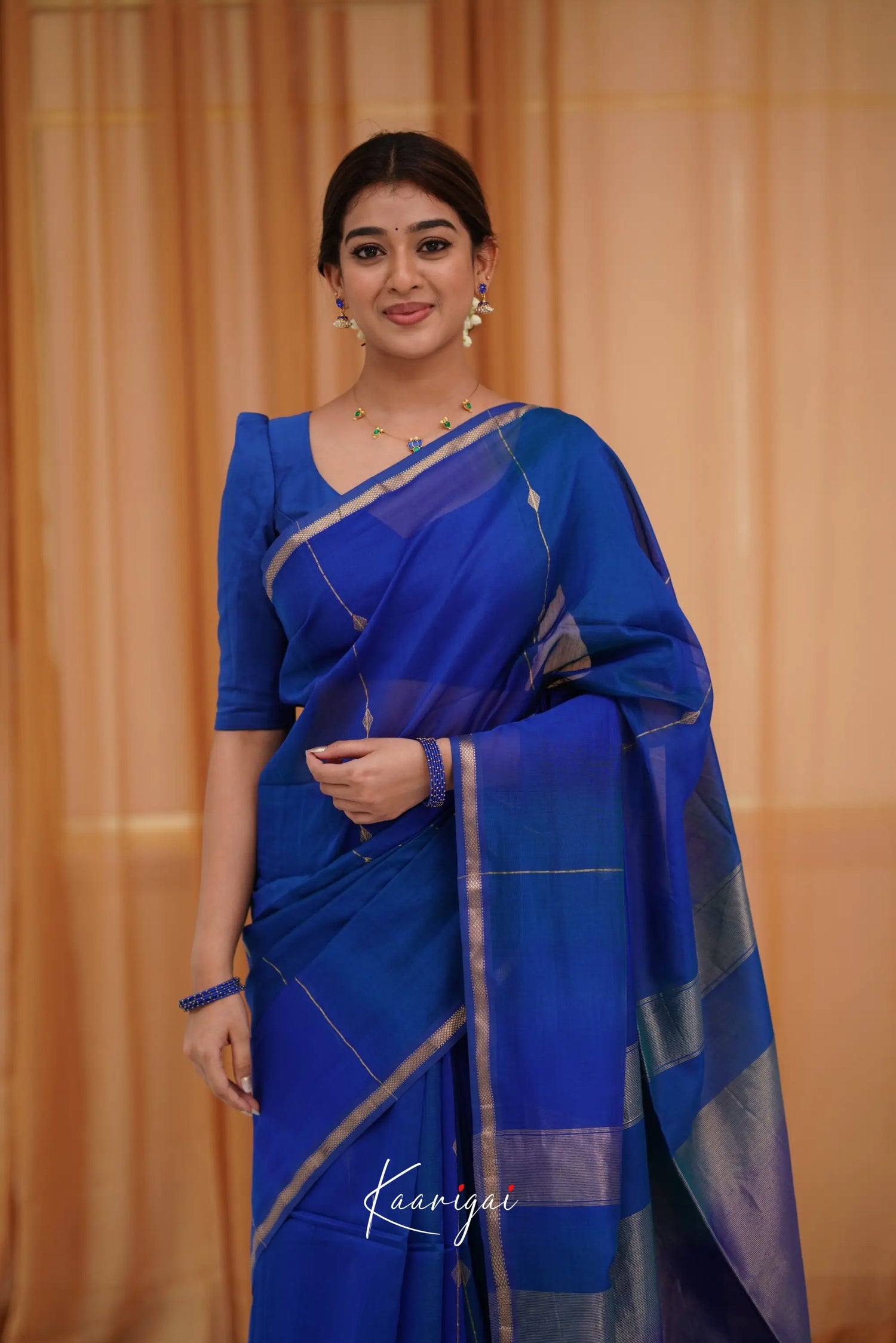 Maanvi Maheswari Silk Cotton Saree - Royal Blue Sarees