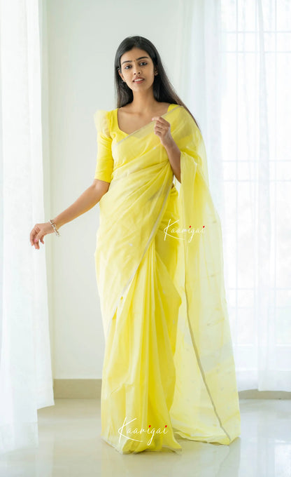 Aadrika - Yellow Pure Maheswari Silk Cotton Saree Sarees