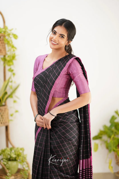 Madura Mangalagiri Saree - Black And Pink Sarees