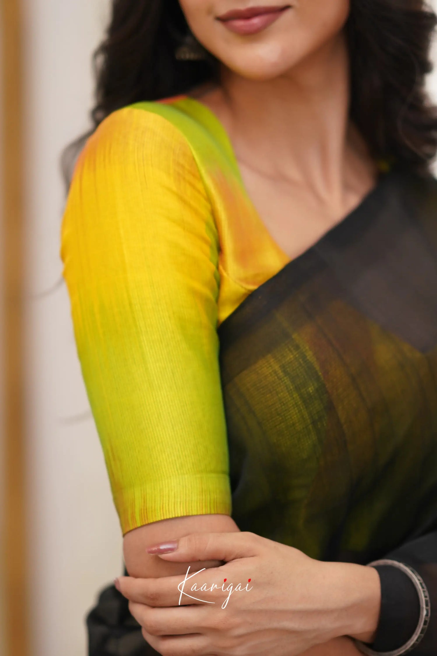 Madura Mangalagiri Saree - Black And Yellow Sarees