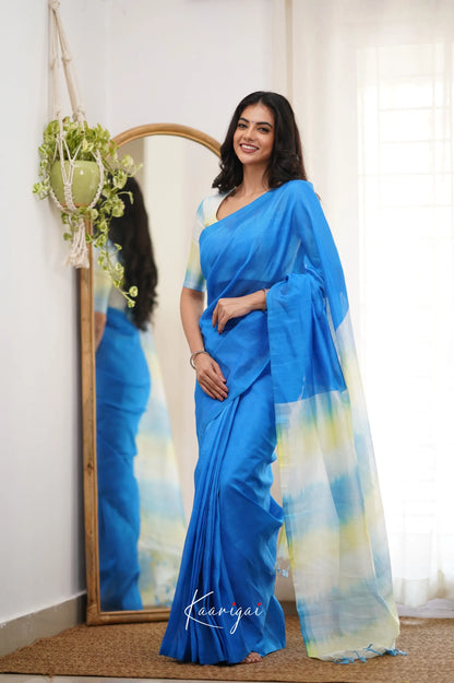 Madura Mangalagiri Saree - Blue And White Sarees