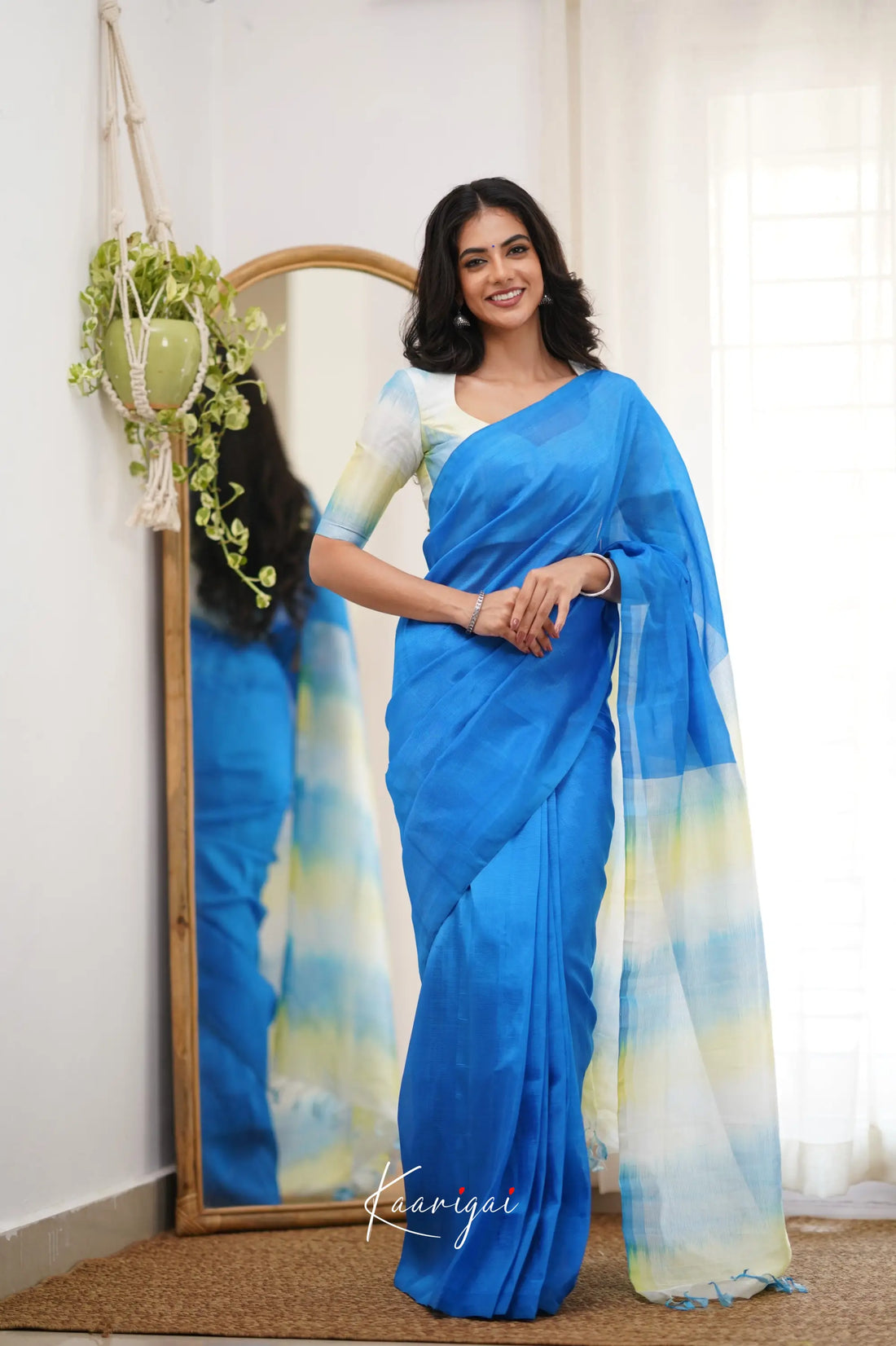 Madura Mangalagiri Saree - Blue And White Sarees