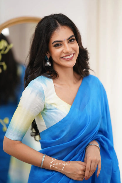 Madura Mangalagiri Saree - Blue And White Sarees