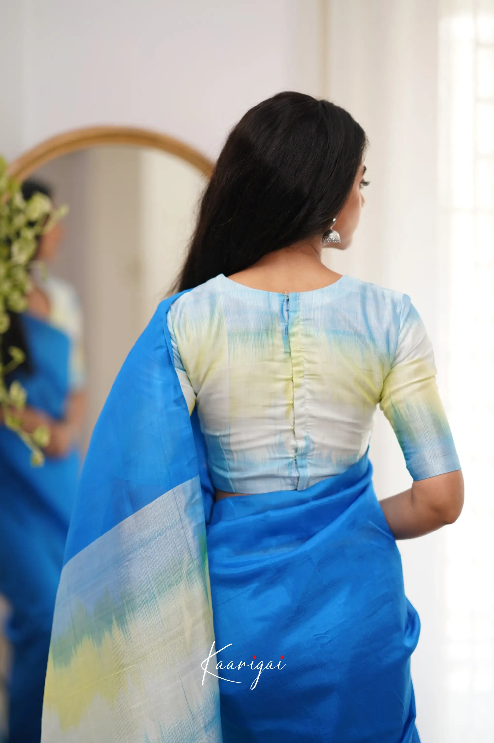 Madura Mangalagiri Saree - Blue And White Sarees