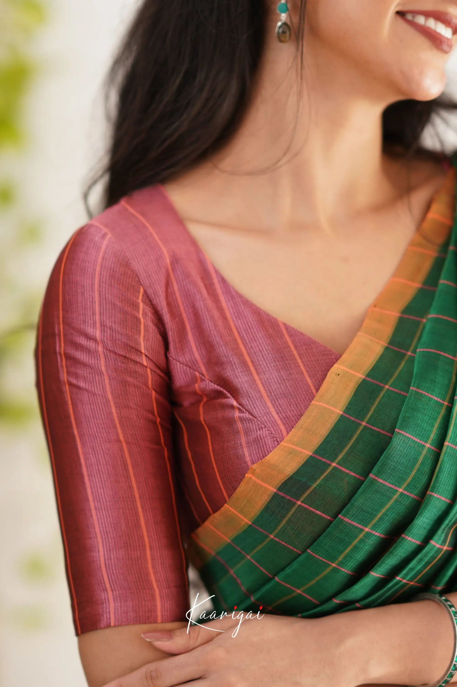 Madura Mangalagiri Saree - Bottle Green And Mauve Pink Sarees