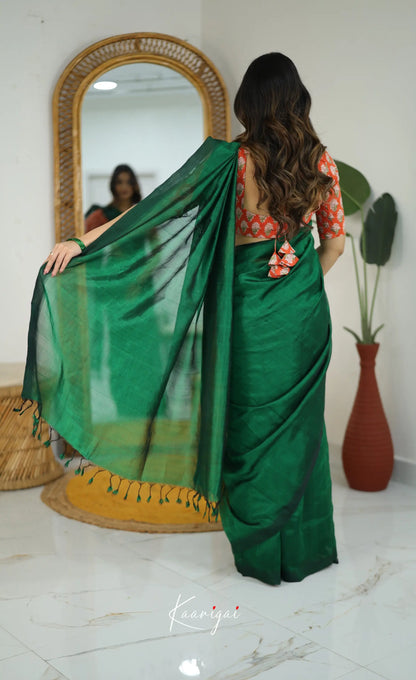 Madura Mangalagiri Saree - Bottle Green - Sarees