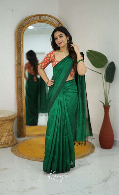 Madura Mangalagiri Saree - Bottle Green - Sarees