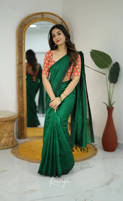 Madura Mangalagiri Saree - Bottle Green - Sarees