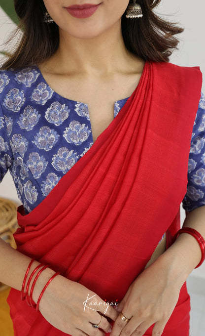 Madura Mangalagiri Saree - Bright Red - Sarees