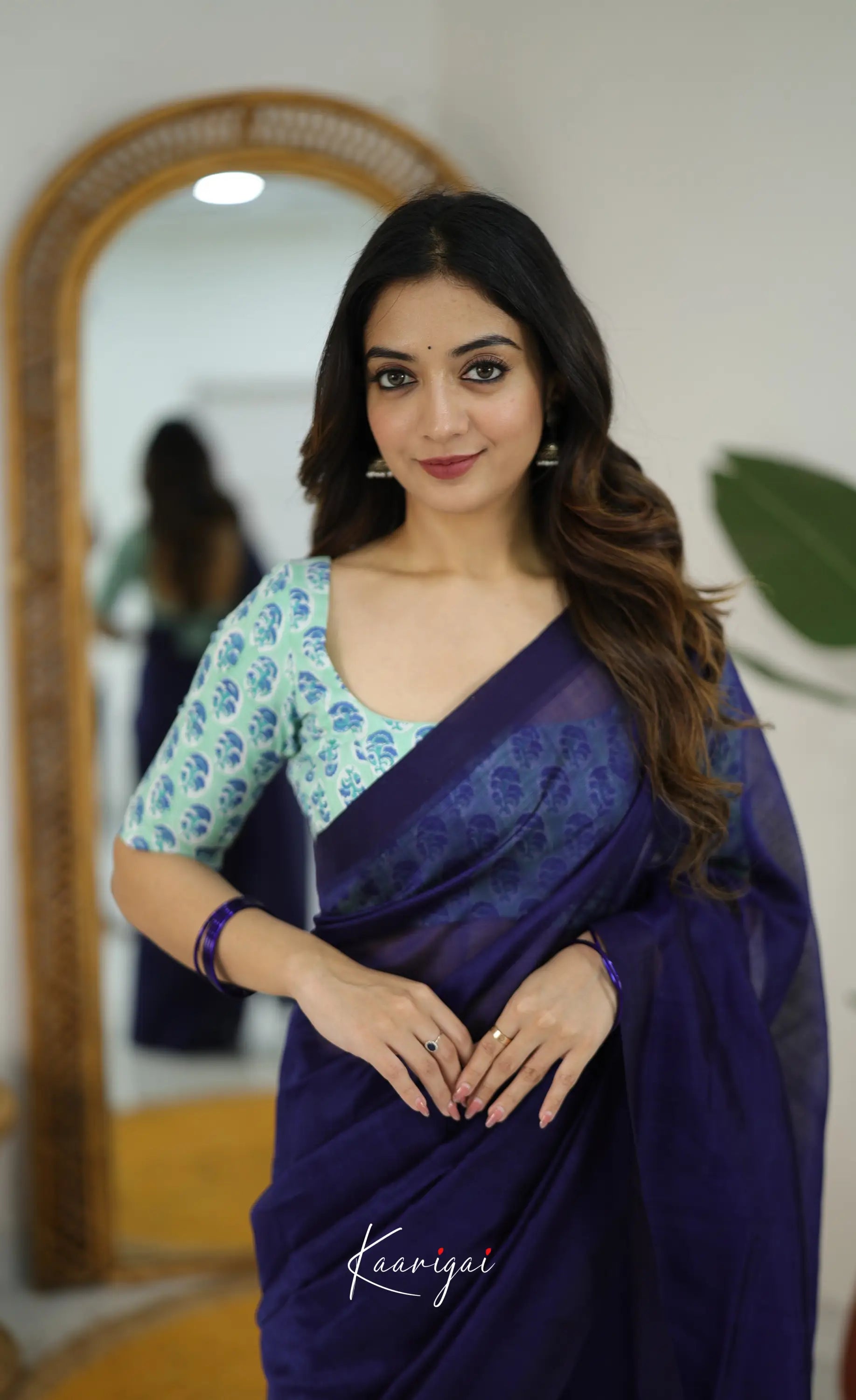 Madura Mangalagiri Saree -Dark Royal Blue - Sarees