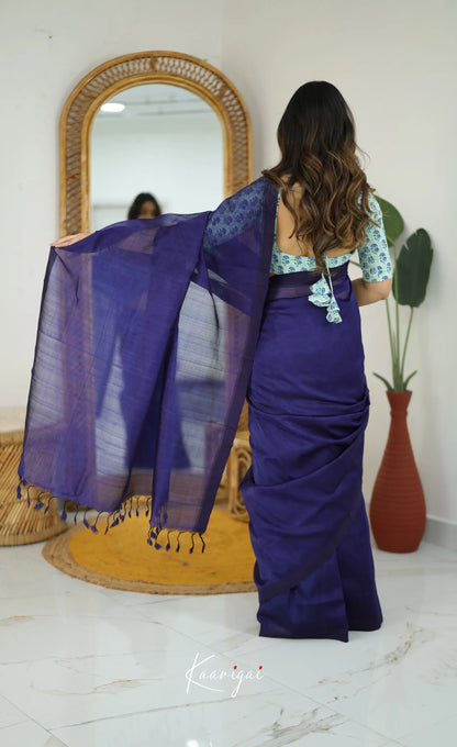 Madura Mangalagiri Saree -Dark Royal Blue - Sarees