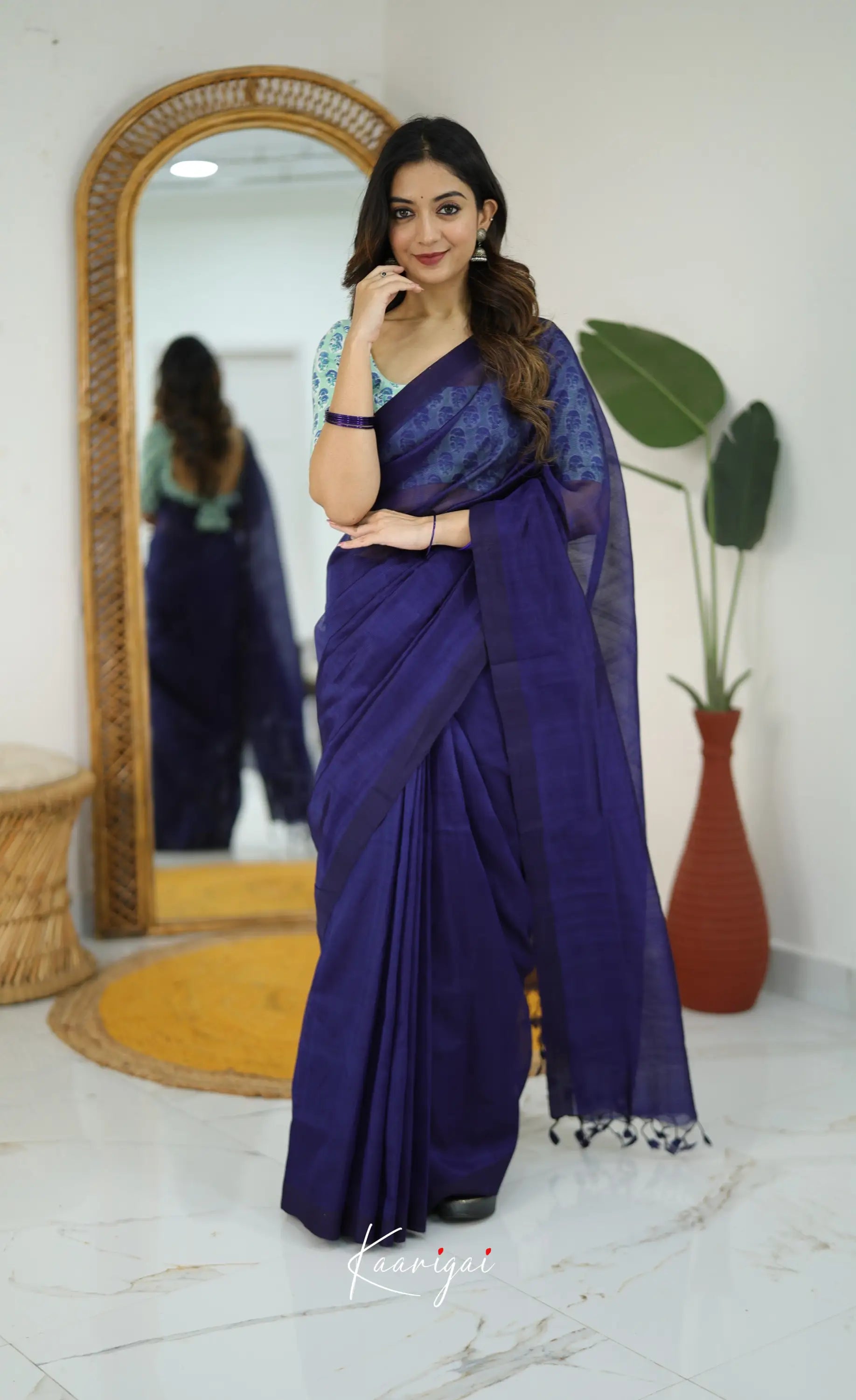 Madura Mangalagiri Saree -Dark Royal Blue - Sarees