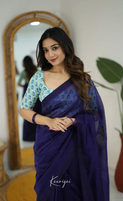 Madura Mangalagiri Saree -Dark Royal Blue - Sarees