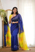 Madura Mangalagiri Saree - Ink Blue And Yellow Sarees