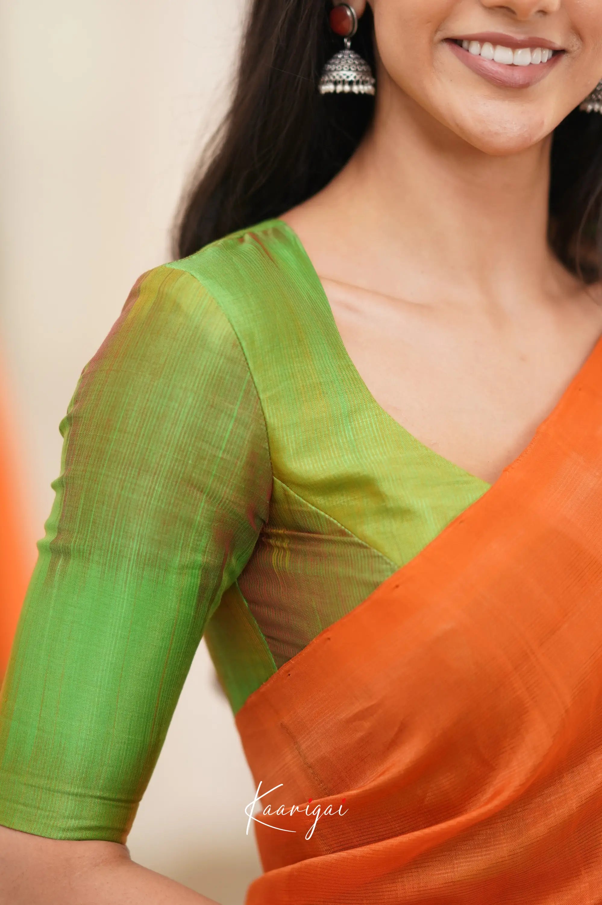 Madura Mangalagiri Saree - Orange And Green Sarees