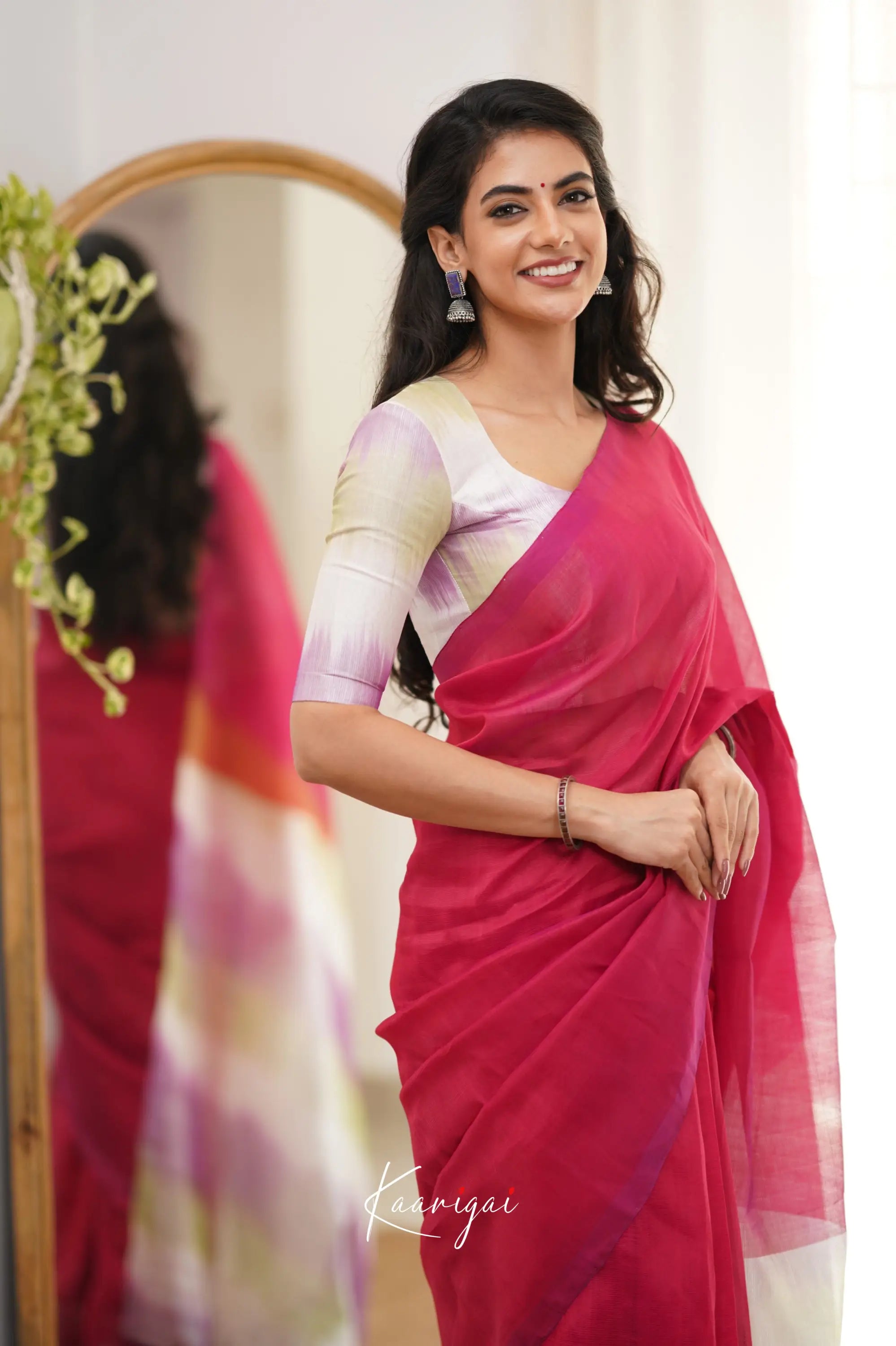 Madura Mangalagiri Saree - Pink And White Sarees