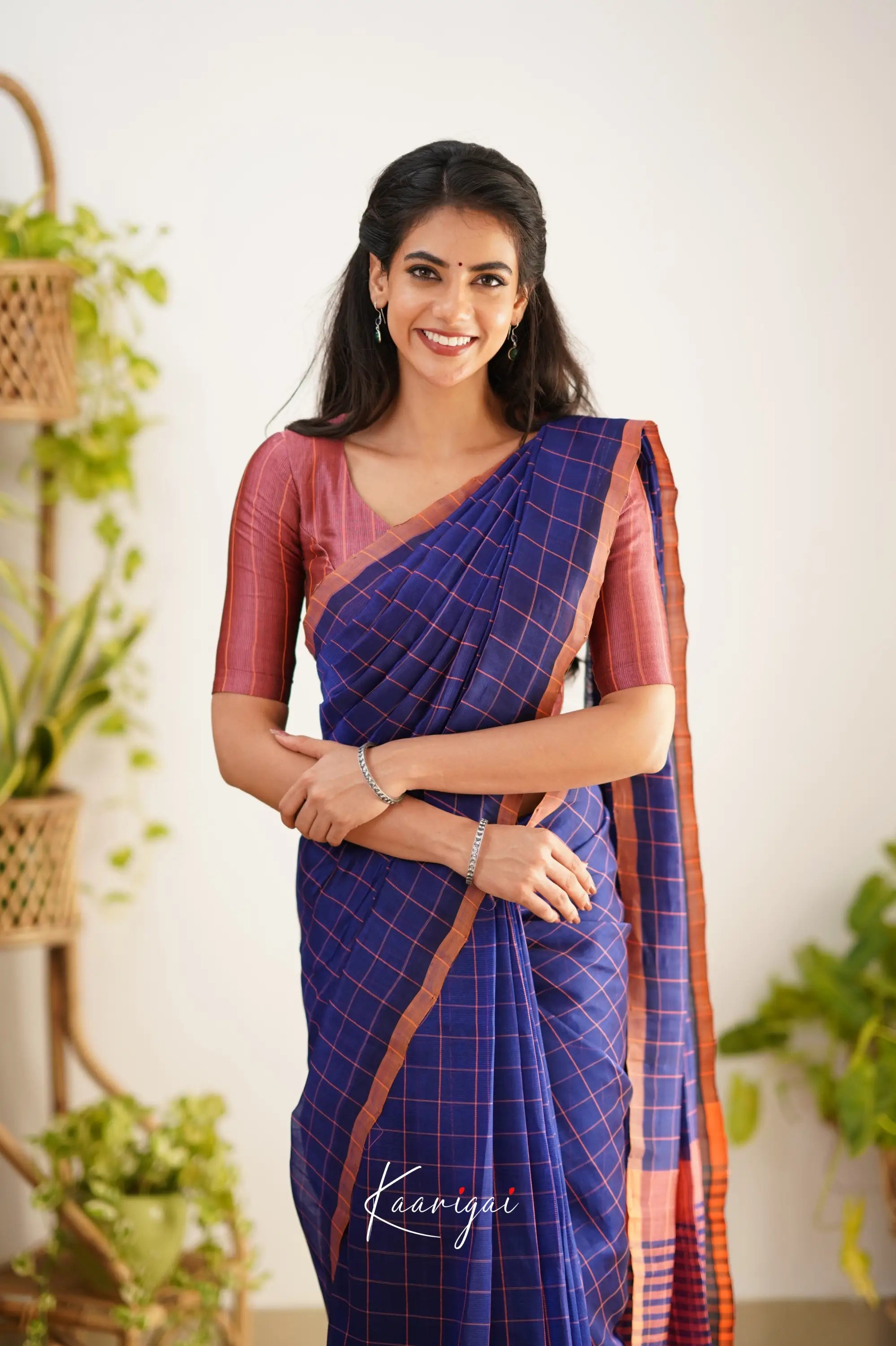 Madura Mangalagiri Saree - Royal Blue And Mauve Pink Sarees