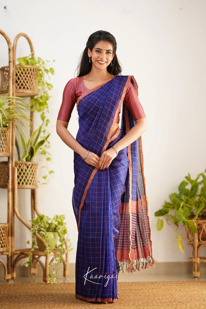 Madura Mangalagiri Saree - Royal Blue And Mauve Pink Sarees