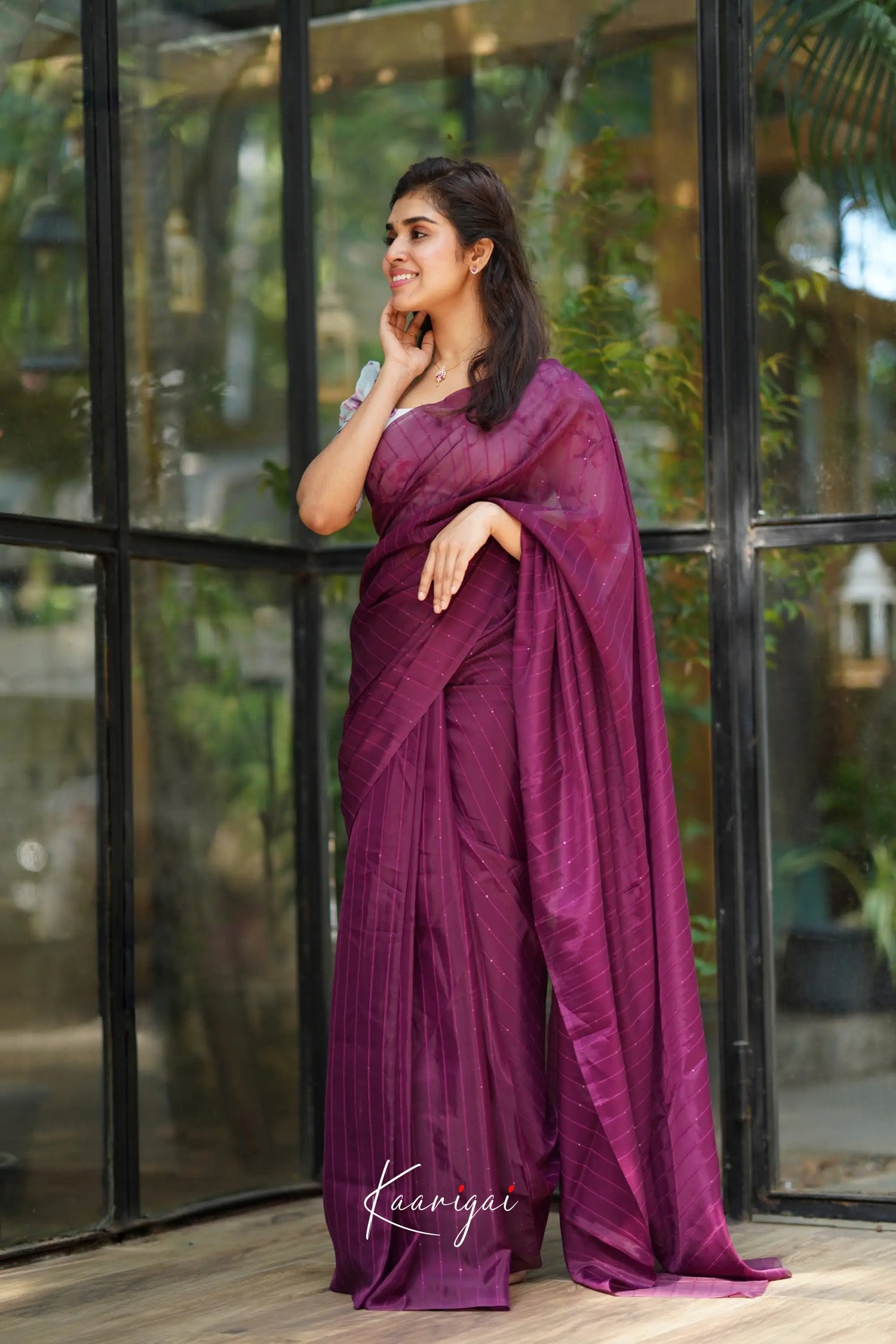 Magenta Organza Saree Sarees